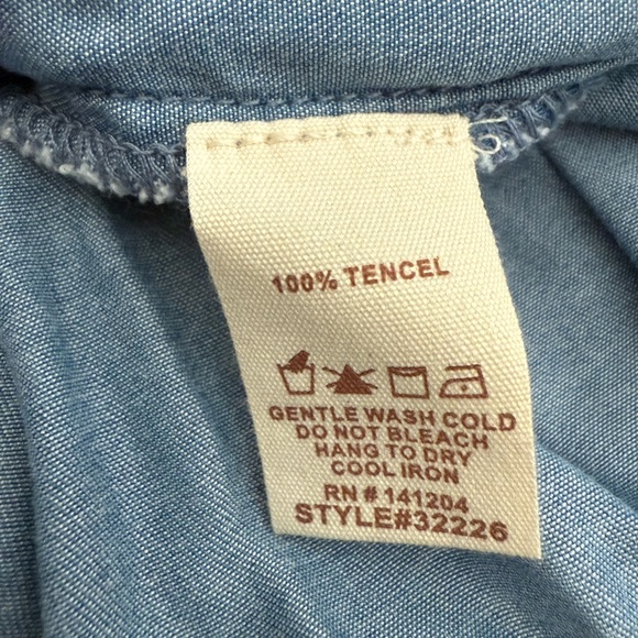 Hem & Thread Solid Blue Square Neck Babydoll Dress- Medium - Picture 6 of 12